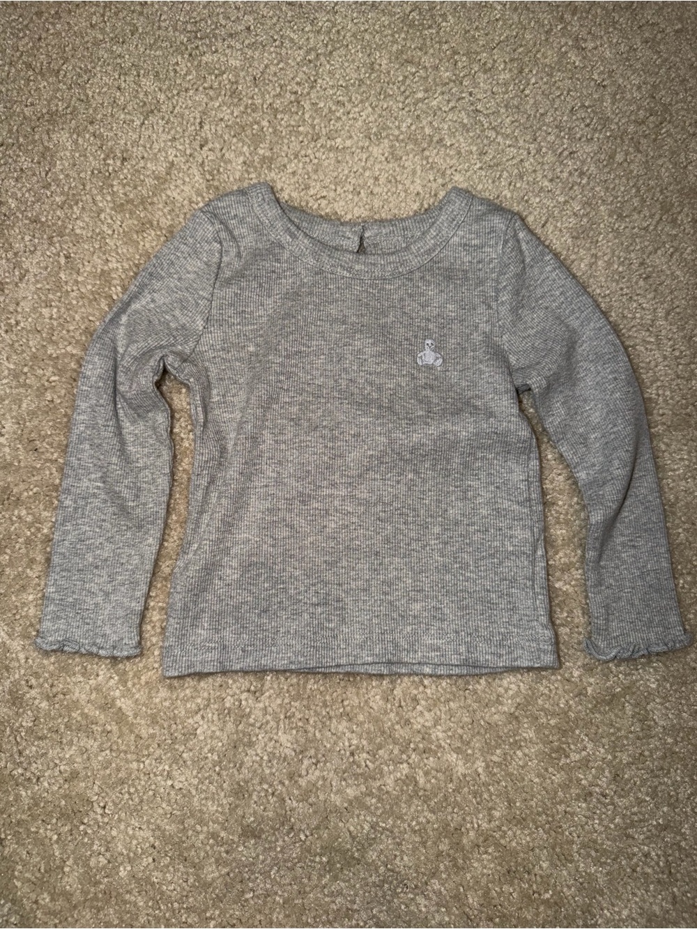 GAP Gray Ribbed Long-Sleeve Tee